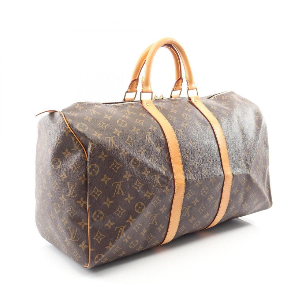 LOUIS VUITTON Brown Monogram Leather Keepall 50 Boston Bag - Picture 2 of 10
